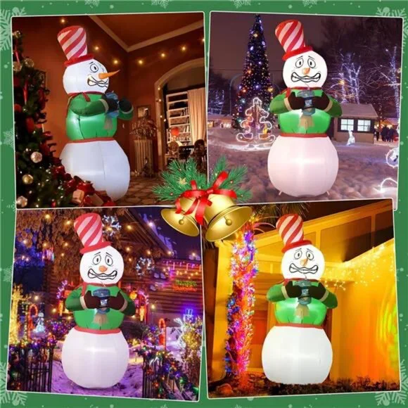 Christmas Inflatable Outdoor Decor 6FT Shivering Snowman Inflatable Built-in LED